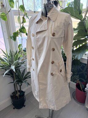 Banana Republic Cream 100% Cotton Trench Coat Small